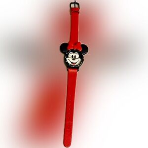VTG Y2K DISNEY MINNIE MOUSE WATCH RED STRAP MICKEY COLLECTIBLE REQUIRES BATTERY